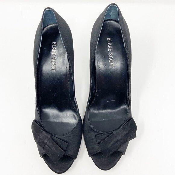 BLAKE SCOTT | Desmond Black Peep Toe Pump Dress Heel 7 - Picture 3 of 10